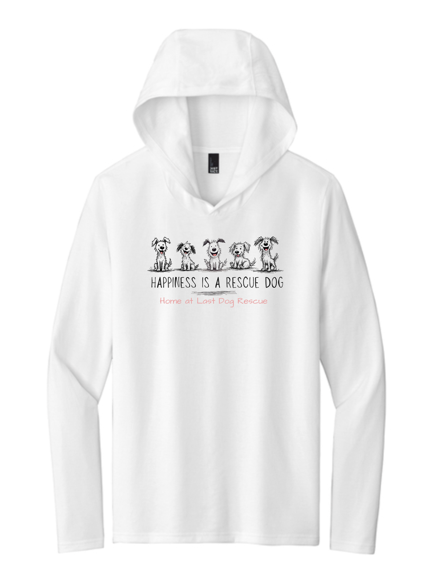 "Happiness is a Rescue Dog" Long-Sleeve Hoodie T-Shirt