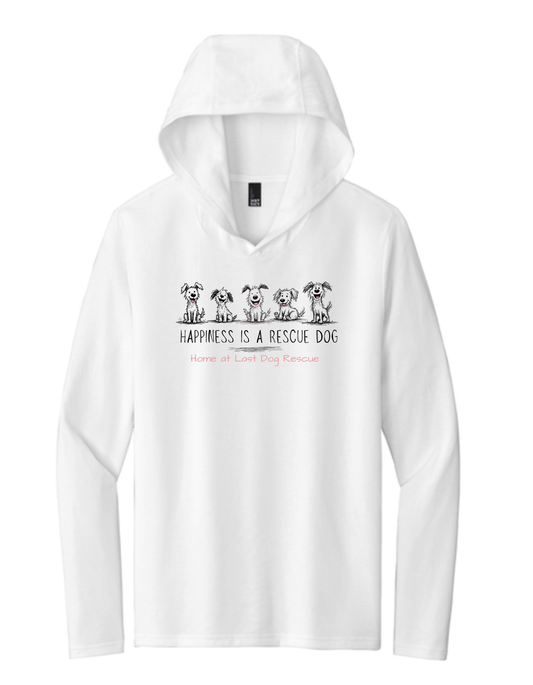 "Happiness is a Rescue Dog" Long-Sleeve Hoodie T-Shirt